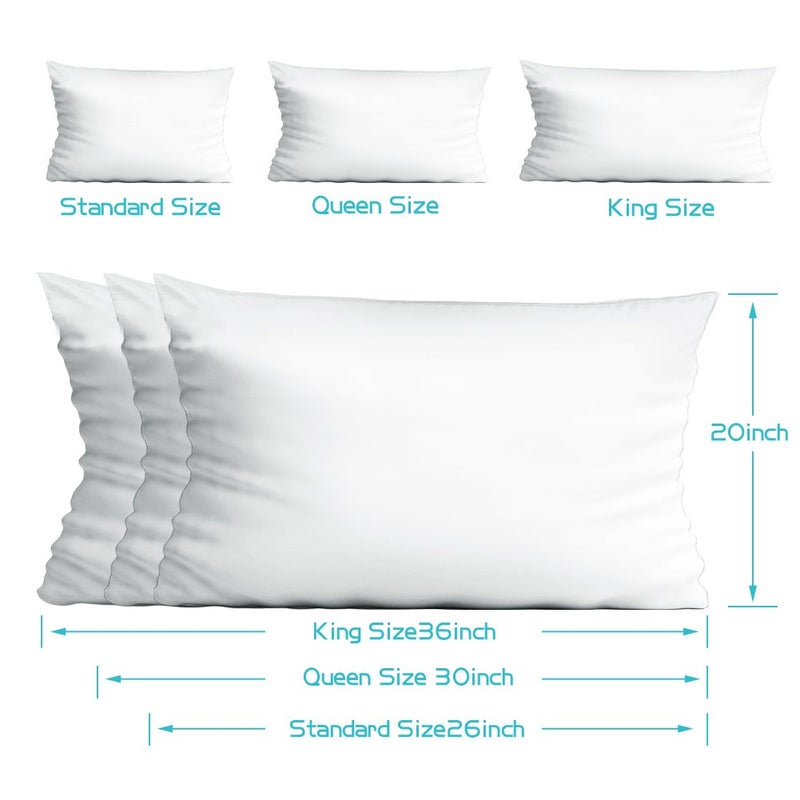 CAROMIO 4-Pack Zippered Pillowcases, Premium 400 Thread Count 100% Egyptian Cotton White Pillow Protectors Pillow Cover (King 20x36) - Image 4